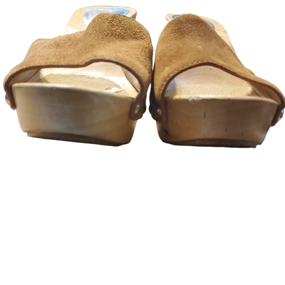 Reg $165 Michael Kors Easton Mule  Stud Brown Suede Wedge Sandals size 9M - Picture 5 of 9